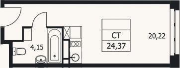 Планировка: Студия, 24,4 м²