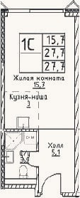 Планировка: Студия, 27,7 м²