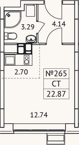 Планировка: Студия, 22,9 м²