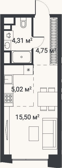 Планировка: Студия, 29,5 м²