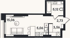 Планировка: Студия, 31,5 м²