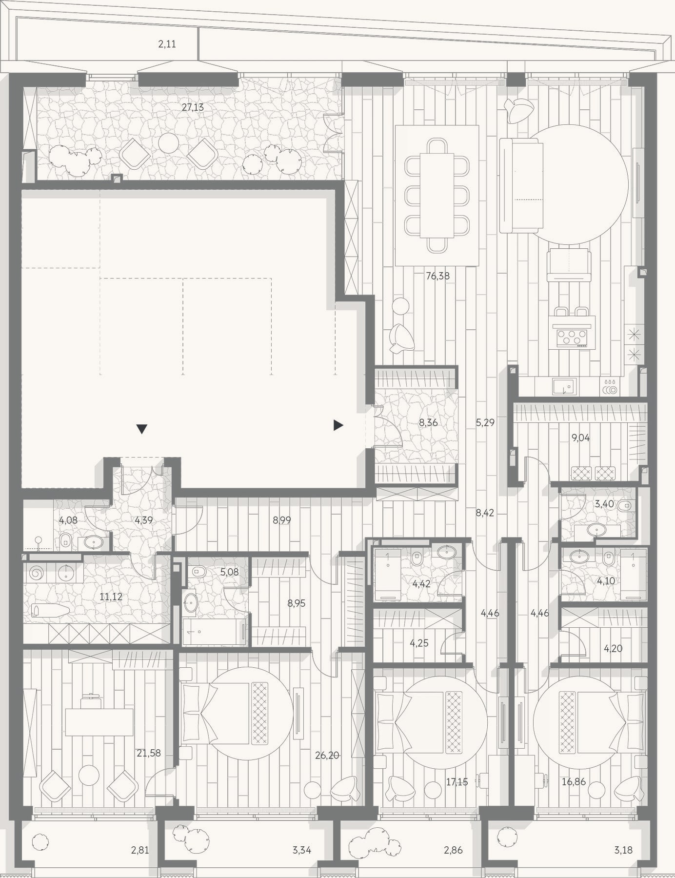 Планировка: 4+ к, 261,2 м²