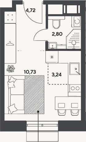 Планировка: Студия, 21,5 м²