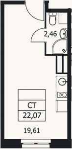 Планировка: Студия, 22,1 м²