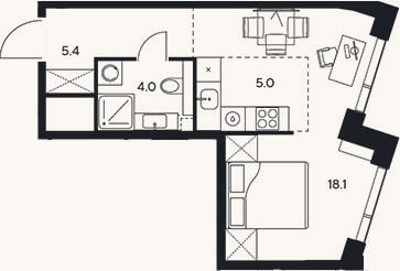 Планировка: Студия, 32,5 м²