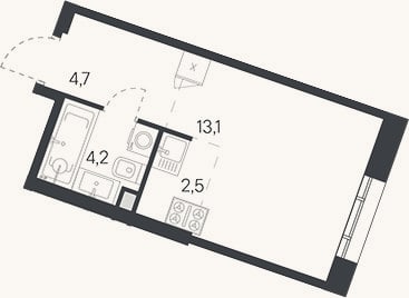 Планировка: Студия, 24,5 м²