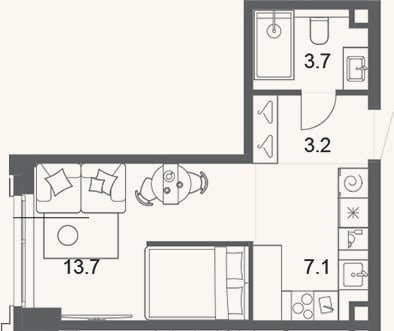 Планировка: Студия, 28 м²