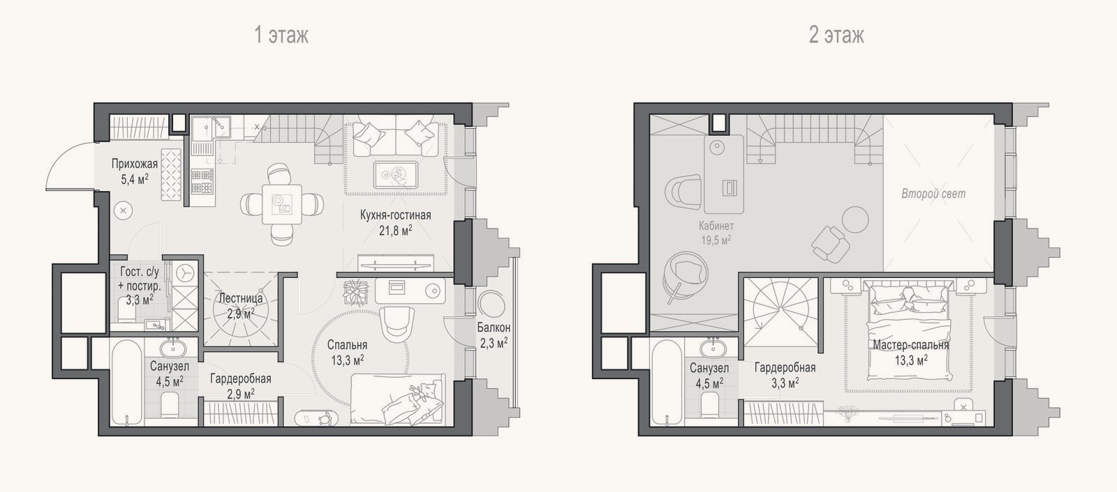 Планировка: 3-к, 75,4 м²