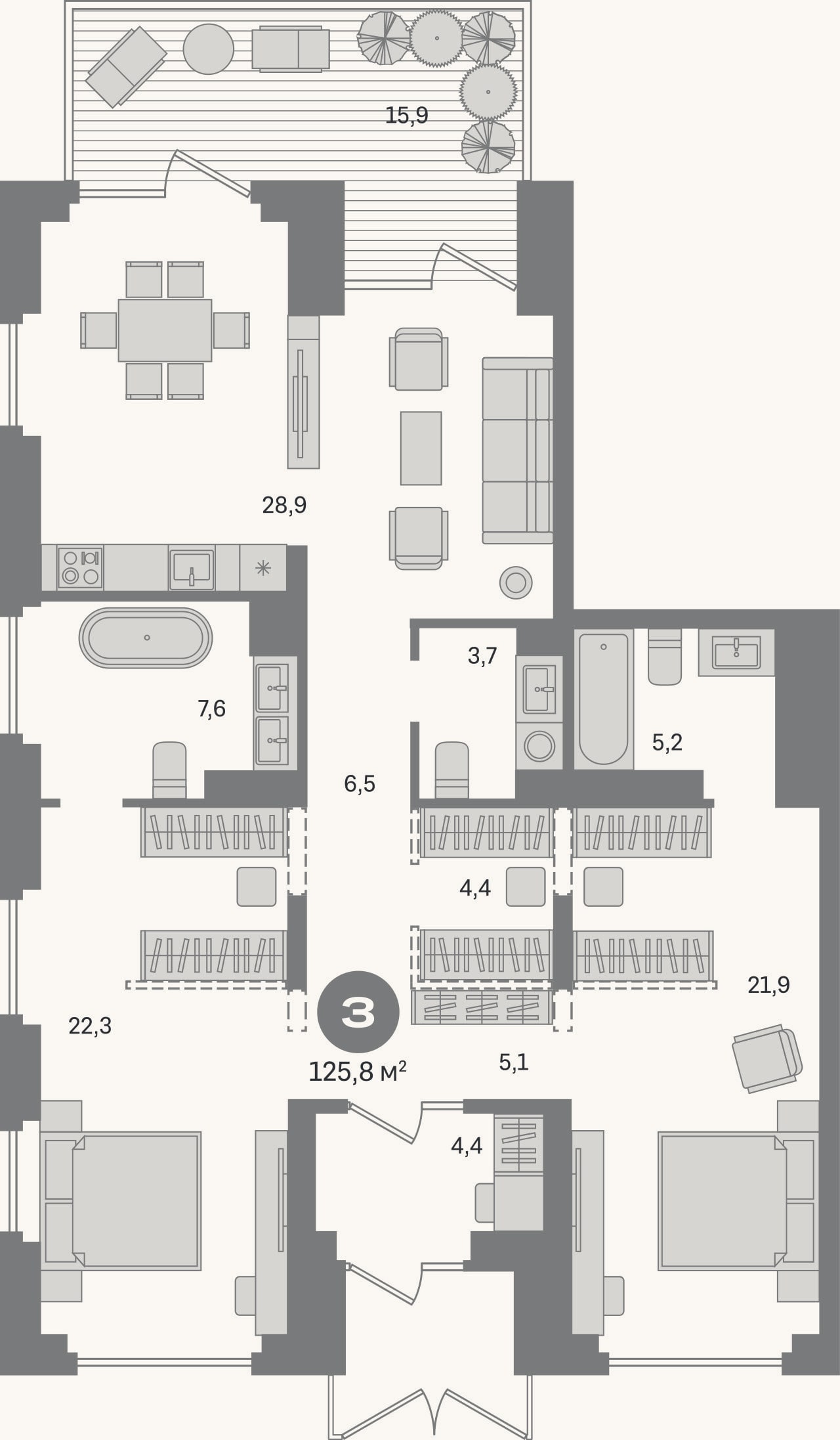 Планировка: 2-к, 109,9 м²