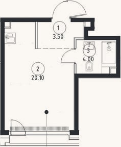 Планировка: Студия, 27,6 м²