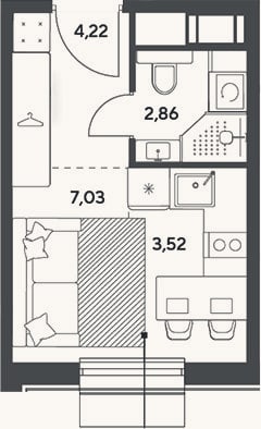 Планировка: Студия, 17,6 м²