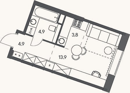Планировка: Студия, 27,5 м²