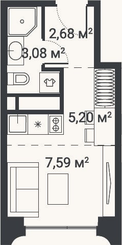 Планировка: Студия, 18,6 м²