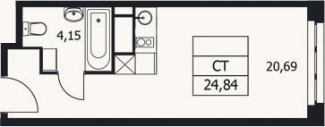 Планировка: Студия, 24,8 м²