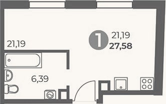 Планировка: Студия, 27,7 м²