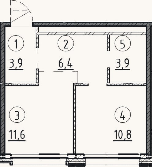 Планировка: 1-к, 36,6 м²