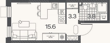 Планировка: Студия, 22,7 м²