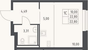 Планировка: Студия, 22,8 м²