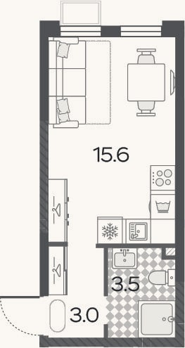 Планировка: Студия, 22,1 м²
