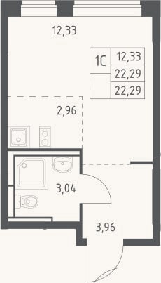 Планировка: Студия, 22,3 м²