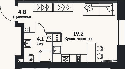 Планировка: Студия, 28,1 м²
