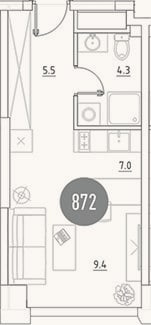 Планировка: Студия, 26,2 м²