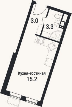 Планировка: Студия, 21,5 м²