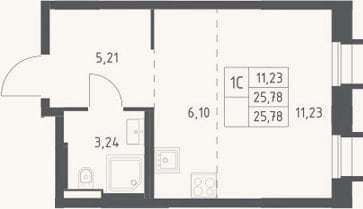 Планировка: Студия, 25,8 м²