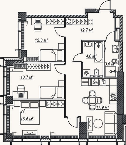 Планировка: 4+ к, 81,6 м²