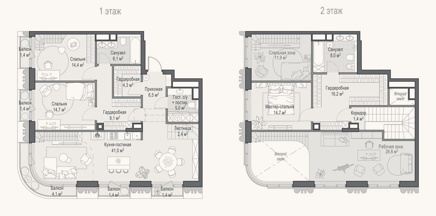 Планировка: 4+ к, 143,3 м²
