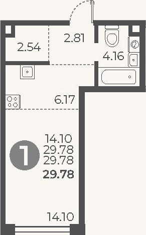 Планировка: Студия, 29,8 м²