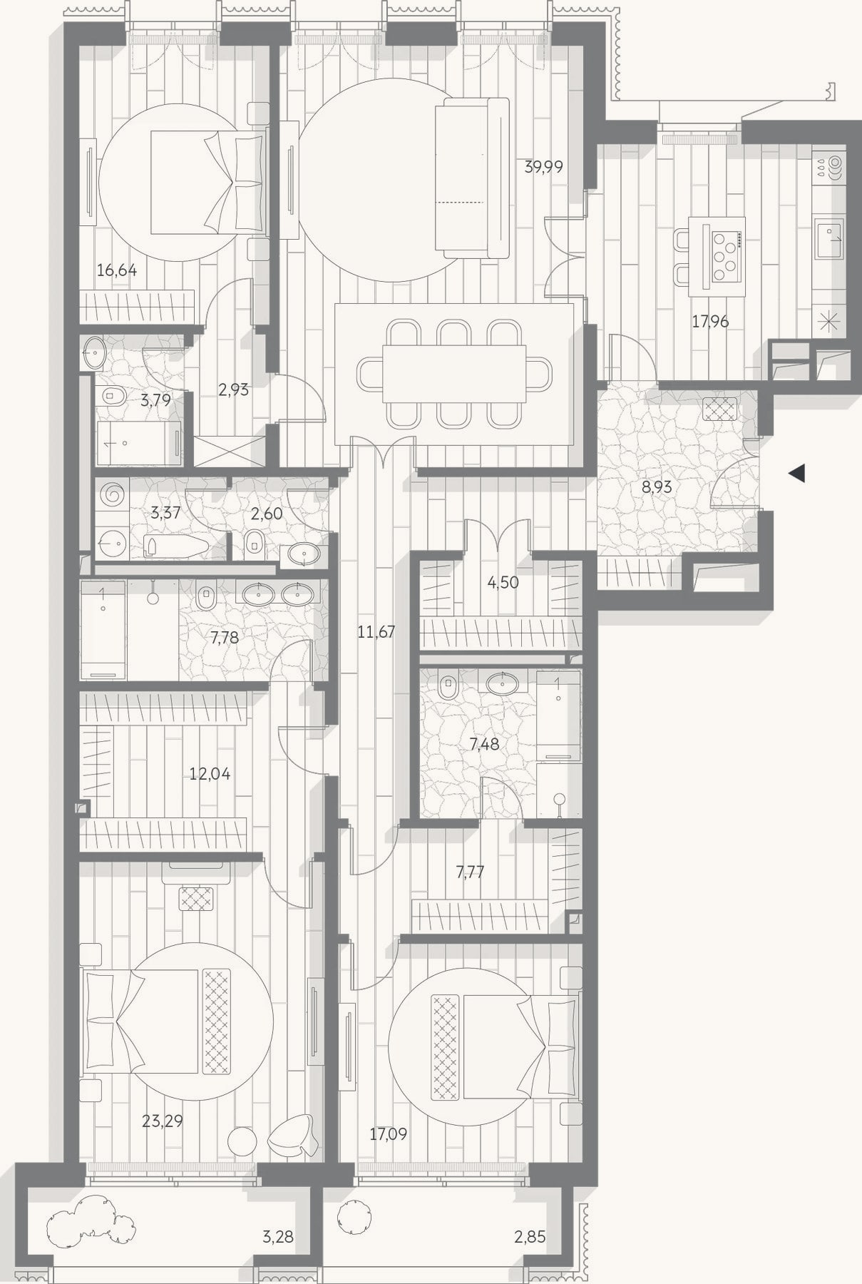 Планировка: 4+ к, 187,8 м²