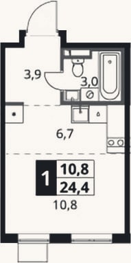 Планировка: Студия, 24,4 м²