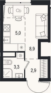 Планировка: Студия, 20,1 м²