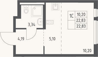 Планировка: Студия, 22,8 м²