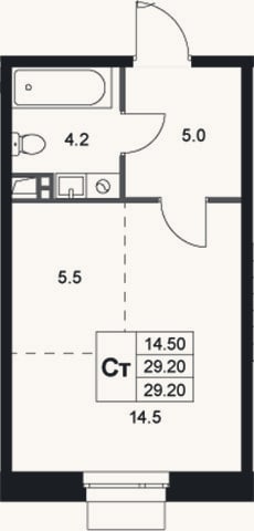 Планировка: Студия, 29,2 м²
