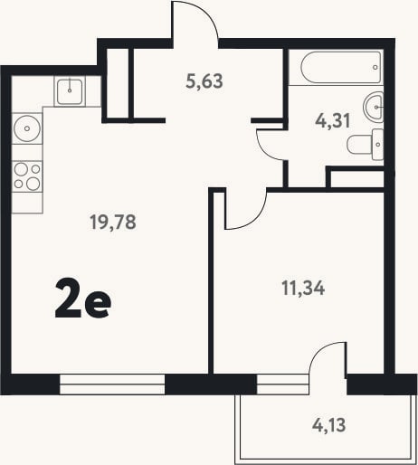 Планировка: 2-к, 40,6 м²