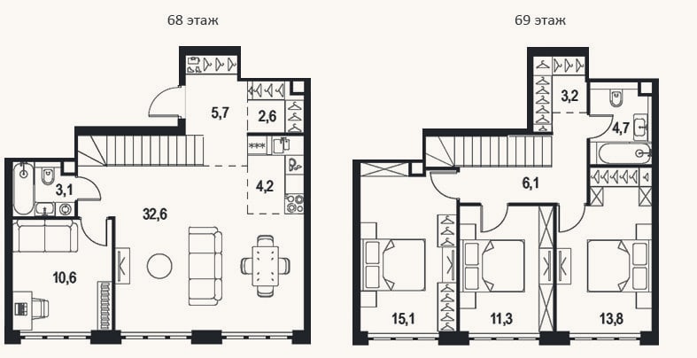 Планировка: 4+ к, 113,1 м²