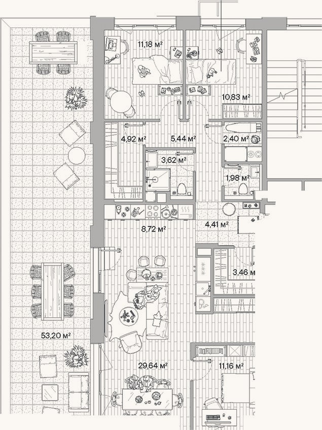 Планировка: 4+ к, 119,7 м²