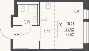 Планировка: Студия, 22,8 м²