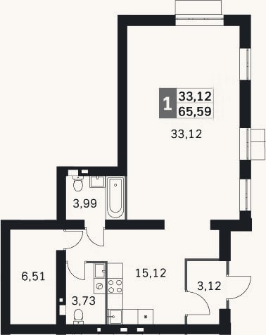 Планировка: 2-к, 65,6 м²