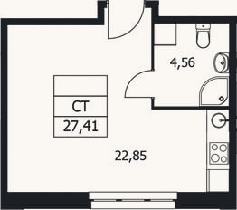 Планировка: Студия, 27,4 м²