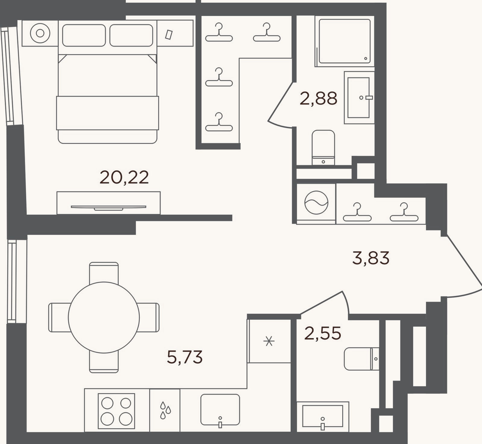 Планировка: Студия, 35,2 м²