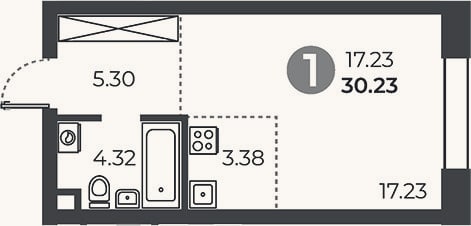 Планировка: Студия, 30,2 м²