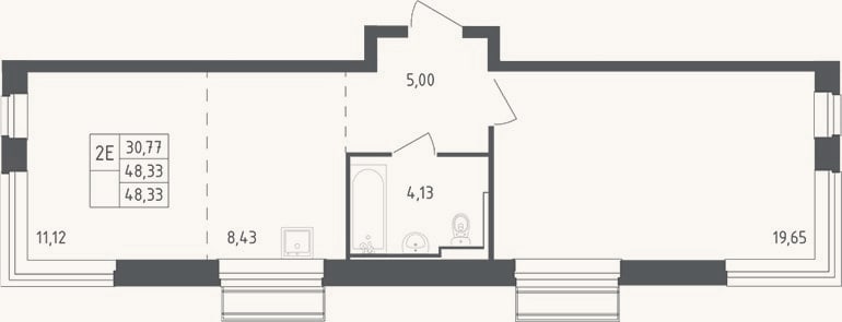 Планировка: 2-к, 48,3 м²