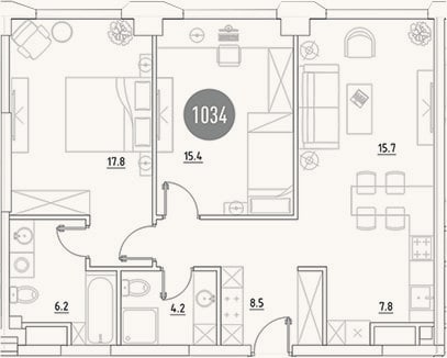 Планировка: 3-к, 75,6 м²