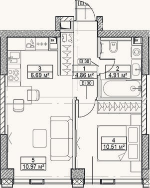 Планировка: 2-к, 37,9 м²
