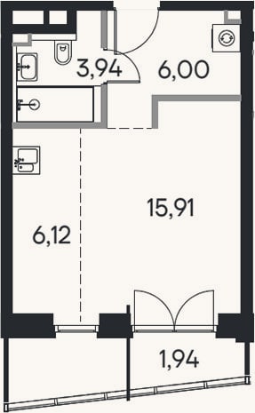 Планировка: Студия, 32 м²