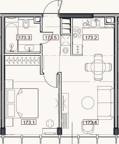 Планировка: 2-к, 44 м²