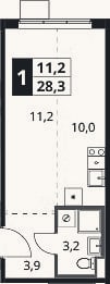 Планировка: Студия, 28,3 м²